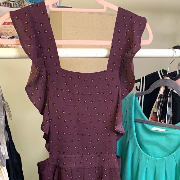 BOBEAU Bib Overalls burgundy pockets capri cropped - Picture 7 of 10